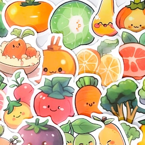 10 adorables délices des récoltes pour fruits et légumes - Ensemble d'autocollants adorables pour du plaisir sain