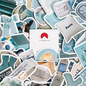 10 Random Blue Tone Colour Sticker Bomb Pack! Waterproof Reusable VIYNL Stickers! Laptop Journal Skateboard Luggage Sticker!