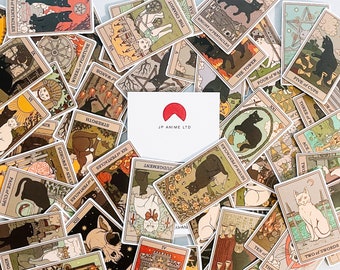 Kattentarotkaartstickers: set waterdichte vinylstickers