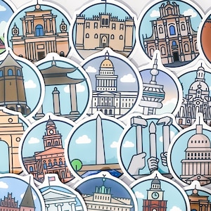 10 Globetrotter's Panorama weltberühmte Lage Aufkleber-Set kultige Aufkleber für Wanderlust Weltenbummler