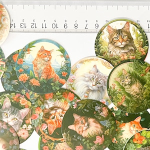 Vintage realistische kattenstempel doodle stickers - gepersonaliseerd doe-decor voor gitaar, laptop, skateboard