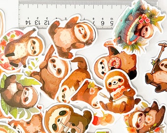 Cute Sloth Doodle Stickers - Helmet, Fridge, Phone, Waterproof, Creative Stationery, Planner Decals