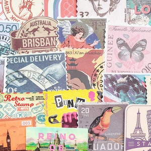 10 Global Postmarks World Stamp Sticker Set Vintage Decals for Travel Enthusiasts Collector Stickers Stamp lover MacBook Stickers