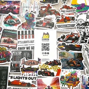 10 zufällige Autorennen F1 Formel 1 Sticker Bomb Pack! Wasserdichte wiederverwendbare VIYNL-Aufkleber! Laptop Handwerk Journal Scrapbook Planer Aufkleber!