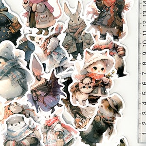Juego de pegatinas de animales de apariencia humana de anime: juego de 10 diseños: ¡agregue un encanto caprichoso a su colección!
