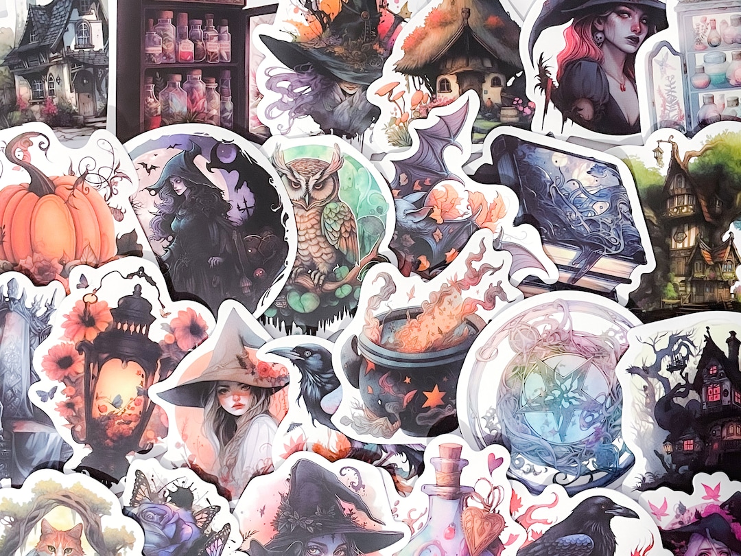 Whimsy Sticker Trend 10 Whimsical Witch Stickers - Cauldron, Owl, Enchanted House - Laptop ...