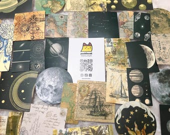 Vintage Moon Space Theme Stickers - Laptop, Helmet, Phone, Ins Style, Space Sky, Water Bottle, Motorcycle Decals