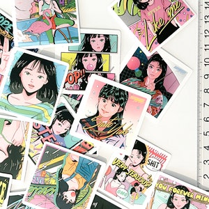 Anime Cartoon Illustration Sticker Set - Set of 10 Designs - Add Playful Anime Vibes to Your Collection!