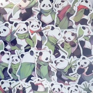 10 Panda Playtime Panda Sticker Set Adorable Decals for Animal Lovers Cute Panda Laptop Stickers Computer Notebook Kufu Panda