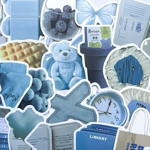 Azure Serenity Blue Tone Sticker Set Rustige stickers voor kalmerende vibes Kleur Daily Bear Cheese