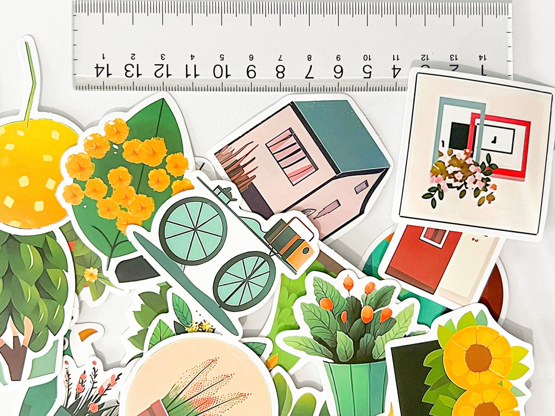 Collection Pot Stickers Creative Flat Style Plant Pot Doodle Stickers - Decorate Luggage ...