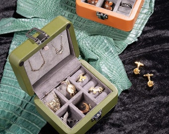 Boîte à bijoux de voyage de luxe, cadeaux personnalisés pour elle, étui à bijoux de voyage, cadeau de demoiselle d'honneur, organisateur de bijoux en cuir,