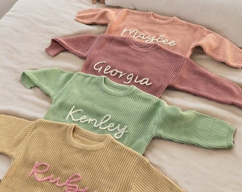 Custom Baby Sweater with Hand-Embroidered Name and Monogram,Custom Name Baby Sweater,A Cherished Gift from Aunt-Christmas gift