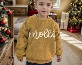 Embroidered Baby Sweater For boys/girls/kids，Custom Baby Sweater with Hand-Embroidered Name and Monogram，Baby Shower Gift,Christmas Gift