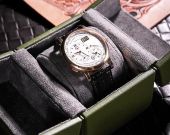 Personalized Leather Single Watch Case, Travel Watch Box, Luxury Leather Watch Case, Gift For Him, Groom Gift