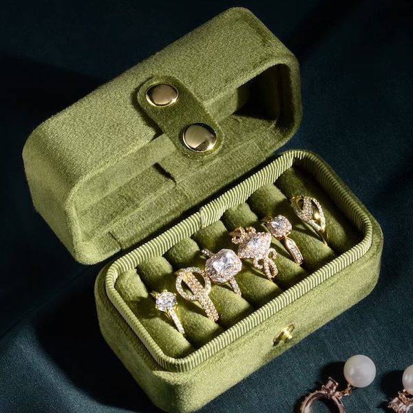 Personalized Velvet Ring Box,Custom Wedding Ring Box,Travel Ring Box Jewelry Box,Ring Bearer Box, Jewelry Storage Case,Anniversary Ring Box