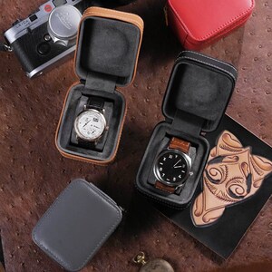 Boîte de montre unique en cuir personnalisée-boîtes de montre de luxe personnalisées-boîte de rangement de montre de voyage-boîte de rangement image 2