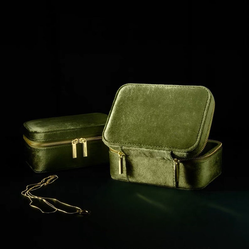 Personalized Velvet Jewelry Box,Custom Travel Jewelry Case,Jewelry Organizer,Velvet Storage Case,Anniversary Gift for Women,Birthday Gifts image 5