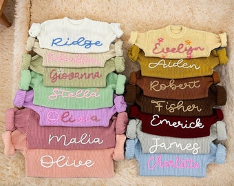 Custom Baby Name Sweater，Embroidered Baby Sweatshirt，Baby Knit Sweater， Gift for Newborn，Kids Jumper，Baby Shower Gifts