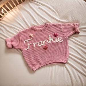 Custom Baby Sweater with Hand-Embroidered Name and Monogram,Custom Name Baby Sweater, Custom Kids Jumper， Baby Shower Gifts, Newborn Gift