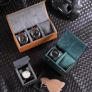 Scatola porta orologi di lusso in pelle per 1, 2, 3 orologi, custodia per orologi incisa, scatola porta orologi da viaggio personalizzata per uomo, rotolo porta orologi, regalo per lui, regalo per lo sposo