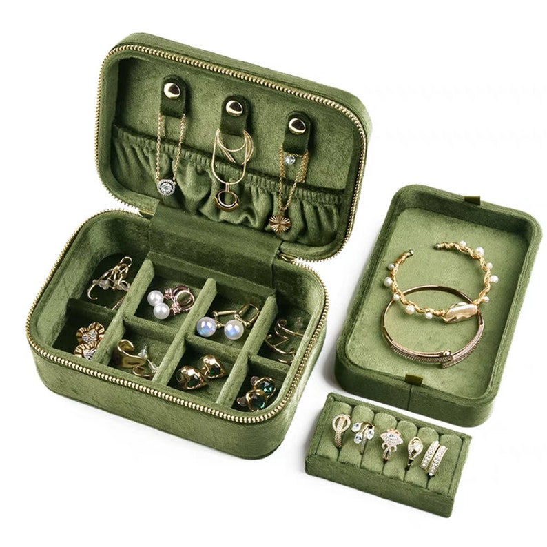 Personalized Velvet Jewelry Box,Custom Travel Jewelry Case,Jewelry Organizer,Velvet Storage Case,Anniversary Gift for Women,Birthday Gifts image 7