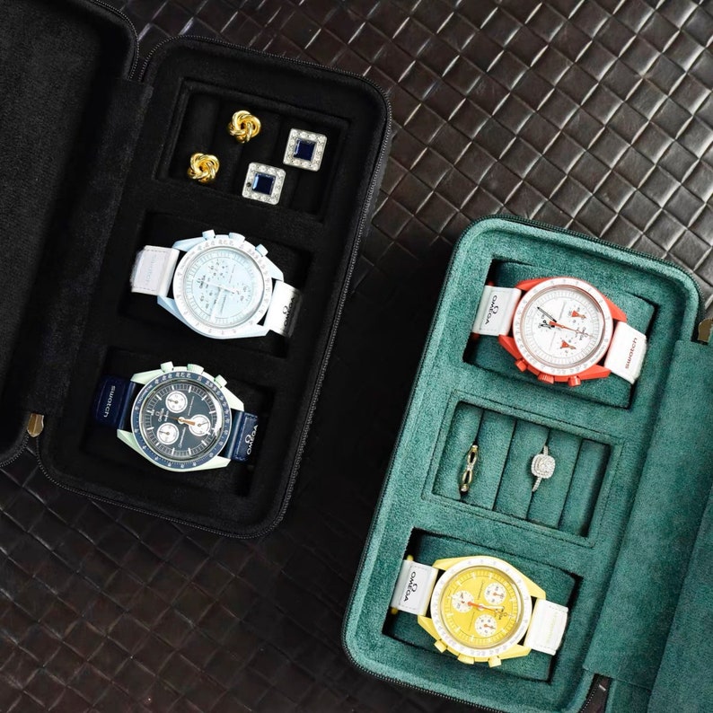 Gepersonaliseerde lederen horlogekast, bruine horlogedoos, reishorlogedoos, luxe lederen horlogekastrol voor 3 horloges, cadeau voor hem, bruidegomcadeau afbeelding 4