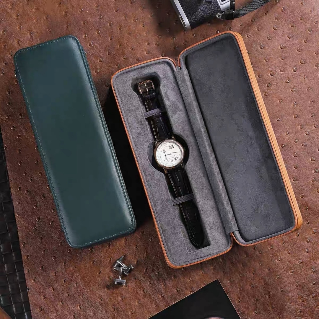 Personalized Leather Watch Case, Single Watch Box, Travel Watch Box