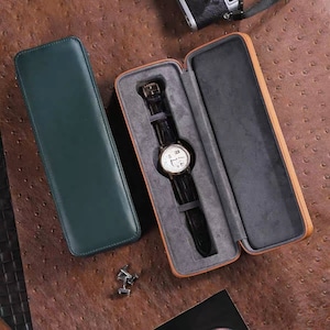 Custodia per orologio in pelle personalizzata, scatola per orologio singola, scatola per orologio da viaggio, custodia per orologio in pelle di lusso, regalo per lui, regalo per lo sposo