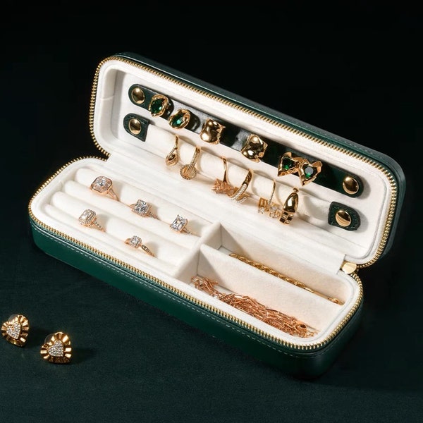 Étui à bijoux de voyage en cuir personnalisé, boîte à bijoux gravée, cadeau d’anniversaire pour les femmes, cadeaux d’anniversaire, proposition de demoiselle d’honneur, organisateur de bijoux