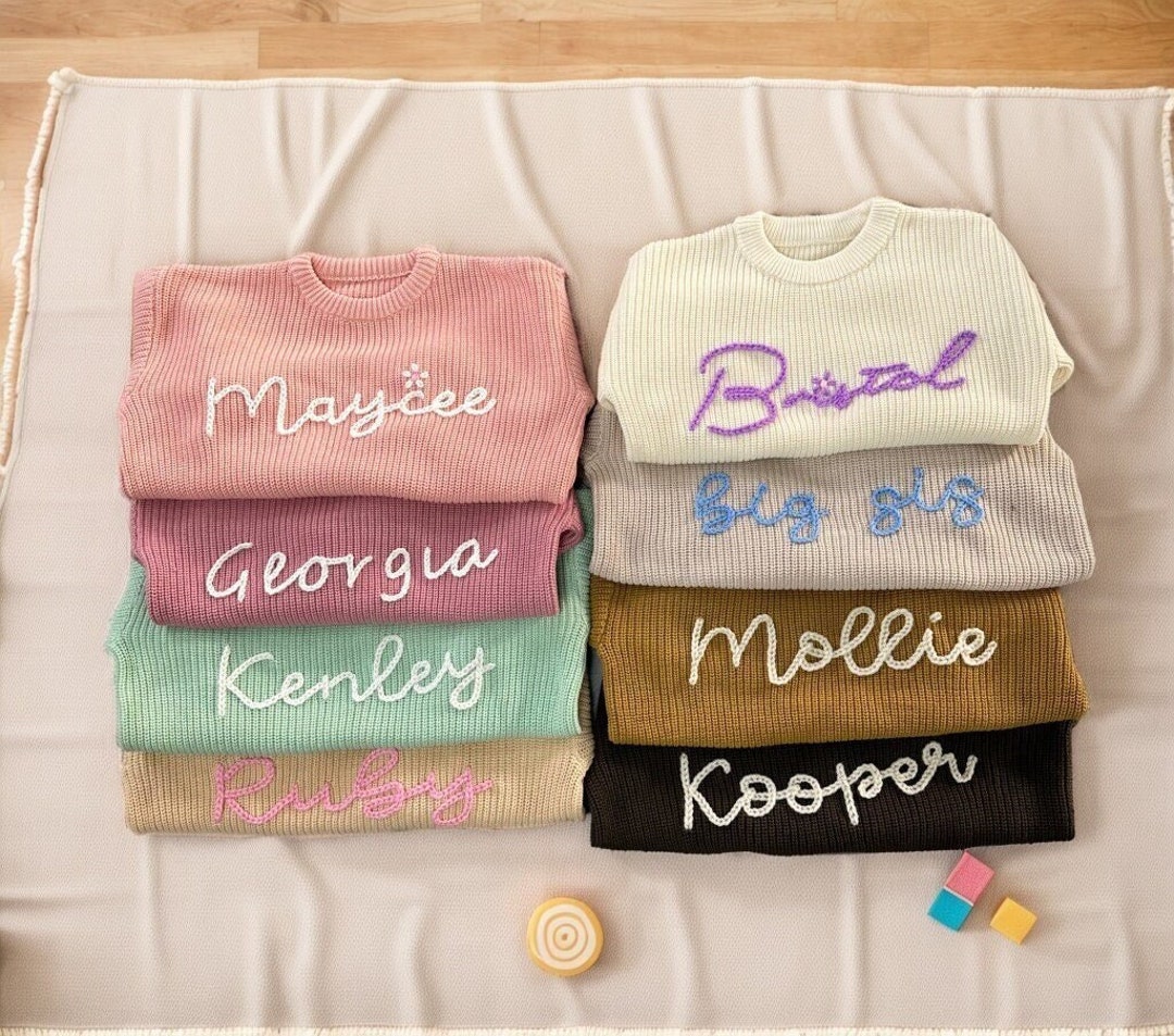 Custom Embroidered Baby Sweater With Name & Monogram,personalized Cute