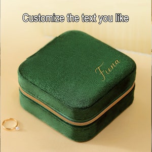 Personalized Velvet Jewelry Box,Custom Travel Jewelry Case,Jewelry Organizer,Velvet Storage Case,Anniversary Gift for Women,Birthday Gifts image 8