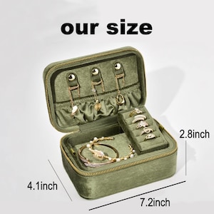 Personalized Velvet Jewelry Box,Custom Travel Jewelry Case,Jewelry Organizer,Velvet Storage Case,Anniversary Gift for Women,Birthday Gifts image 6