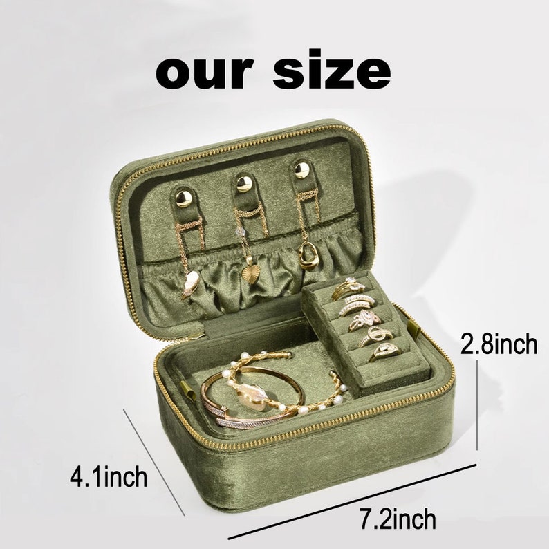 Personalized Velvet Jewelry Box,Custom Travel Jewelry Case,Jewelry Organizer,Velvet Storage Case,Anniversary Gift for Women,Birthday Gifts image 6