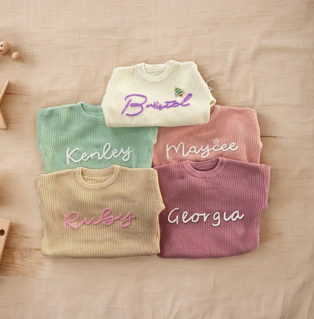 Personalized Baby Sweater With Handembroidered Name & Monogramcustom