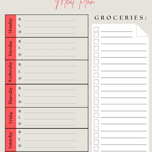 Weekly Meal Plan Sheet
