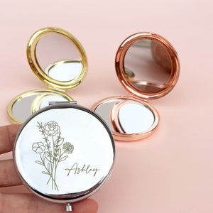 Personalized Compact Mirror Pocket Mirror Bridal Gift image 1