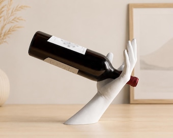 Sculptural Hand Wine Bottle Holder | Modern 3D Printed Display