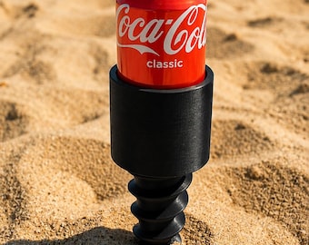 3D-Printed Screw-In Beach Drink Holder – Cans, Bottles, Outdoor Stability