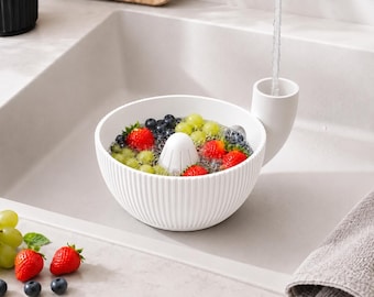 Bol para lavar frutas con desagüe / Colador de cocina moderno