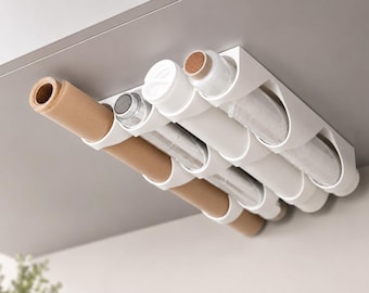 Organizador de papel film/papel de aluminio, pergamino y rollos de cocina impreso en 3D para debajo de estantes.