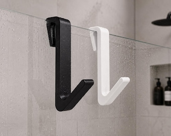 Gancho minimalista para ducha: toallero largo para paredes de ducha de cristal.