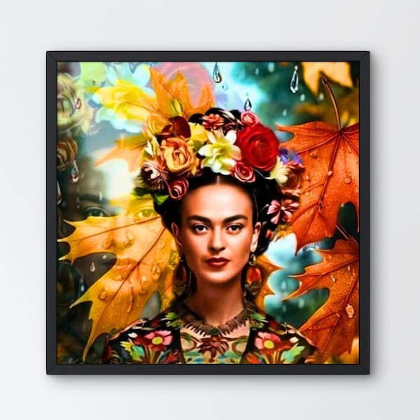 Frida Kahlo printable digital download png, Freida Kahlo artwork, Frida Kahlo wall decor, Mexico painting, Frida Kahlo inspired art 4x4 inch