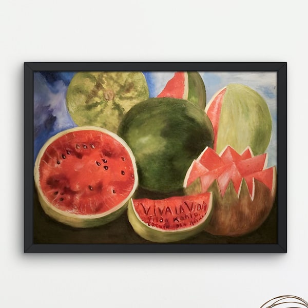 Frida Khalo Digital Print, Viva la Vida, Watermelons is the last painting by Frida Kahlo. Digital Download Final Painting Watermelon Art