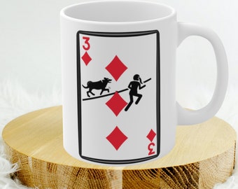 Playing Card Mug, Poker Cards Coffee Mug, Play Cards Ceramic Tea Cup, Chocolate Mug, Gift Mugs, Game Room Mug, 3 Nos Card Mug