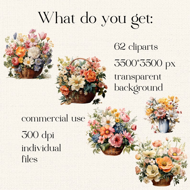 62 Spring Flowers, Box of Flowers PNG, Flowers Watercolor Clipart ...