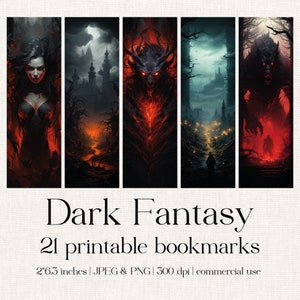 21 Dark Fantasy Bookmark Designs, Digital Print Download, Sublimation, Print and Cut, Bookmark Set, Magic, Gothic, Grunge, JPEG, PNG, PDF