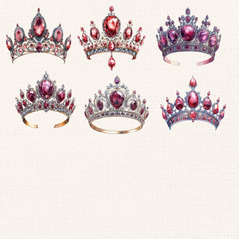 31 Ruby Princess Crown PNG Set, Ruby Tiara Clipart Set, Tiara Clipart ...