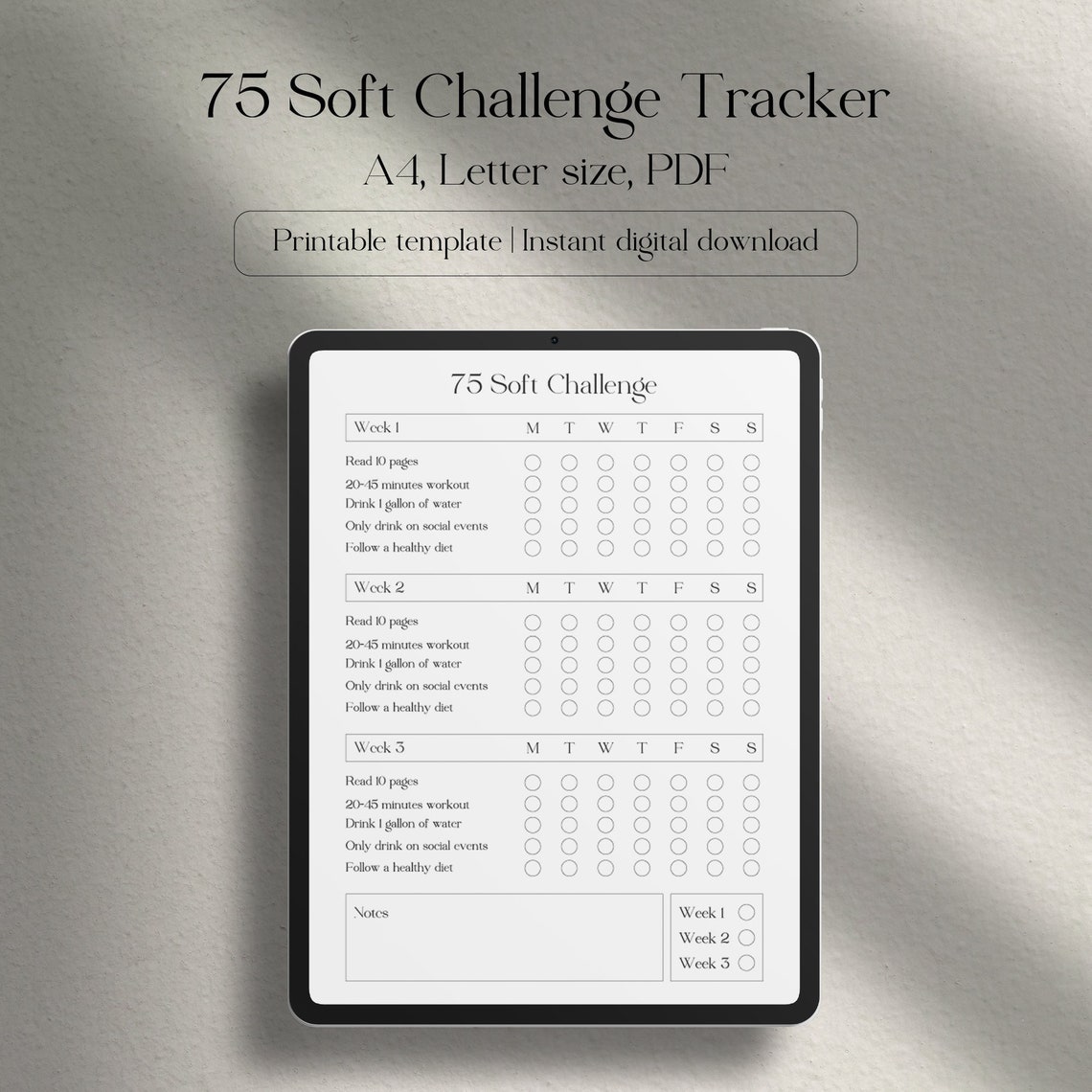 75 Soft Challenge Tracker 75 Soft Challenge 75 Day Challenge - Etsy