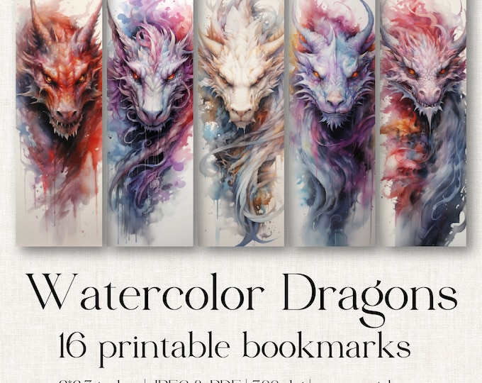 Pastel Dragon Bookmarks PNG PDF - Set of 4 Printable Bookmarks for ...